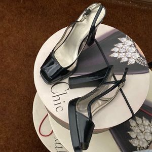 Nine West 4 inch heels. Patent leather and clear. Lovingly worn